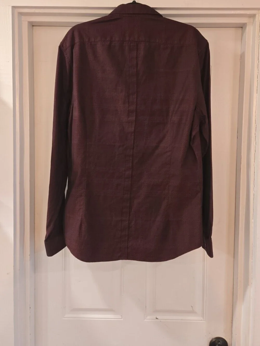 Burberry London Mens Cotton Tailored Fit Burgundy Long Sleeve Shirt XL Preppy